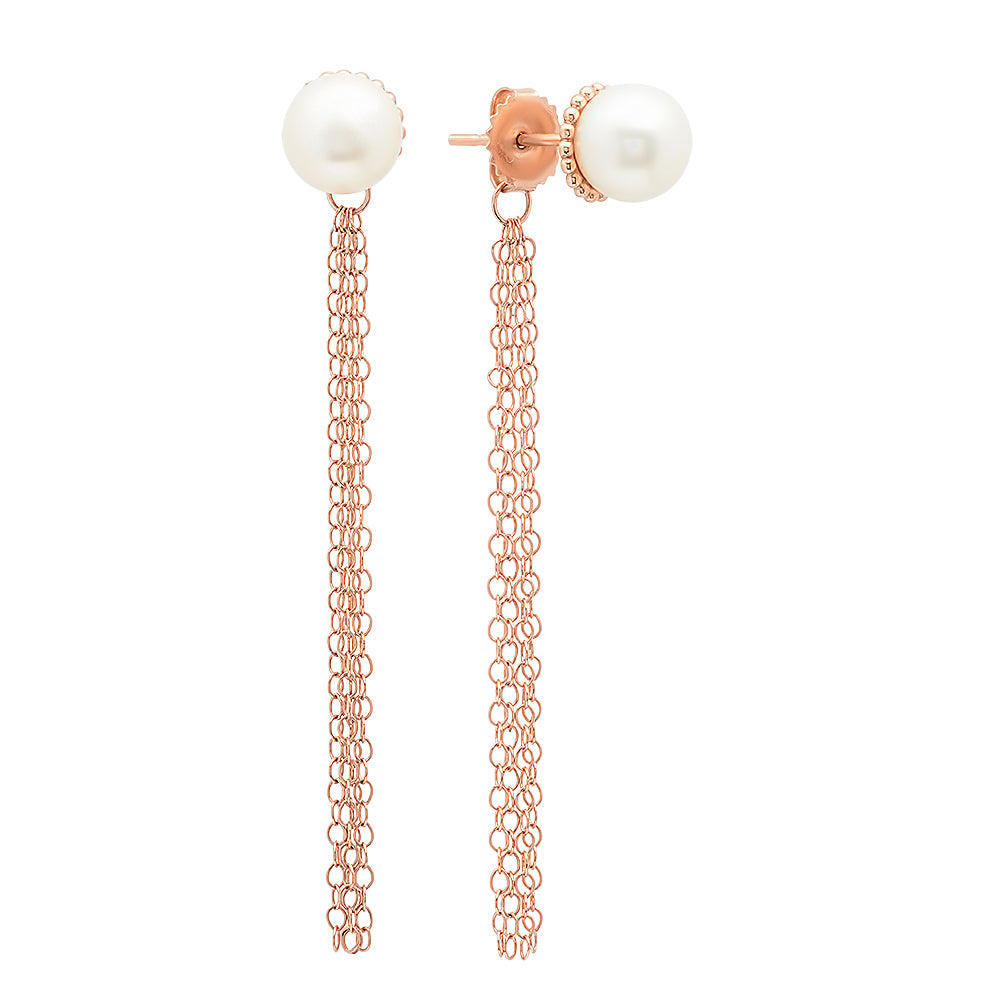 Freshwater Pearl Studs with Tassel Back Earrings