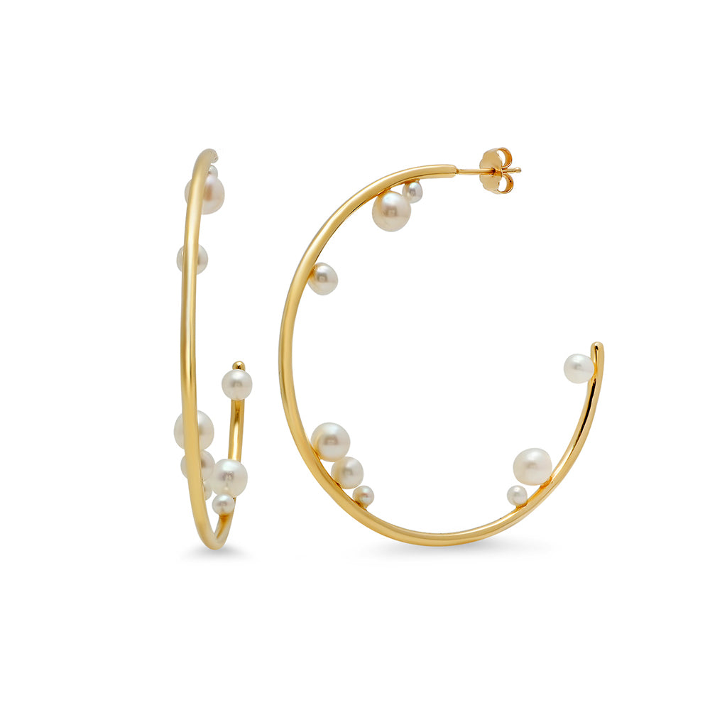 Multi-Pearl Hoop Earrings
