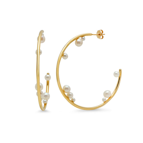 Multi-Pearl Hoop Earrings - VictoriaSix.com