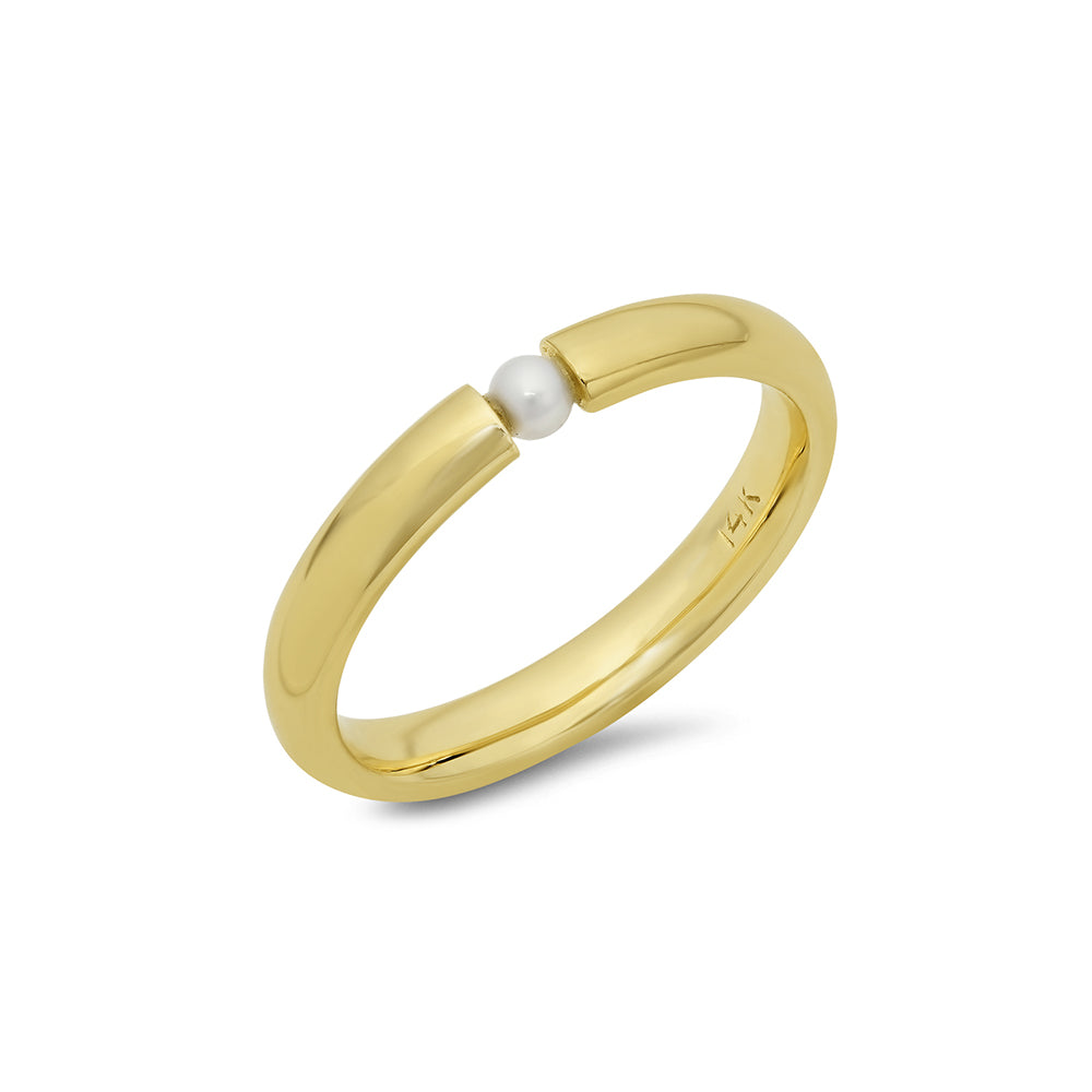 Single Akoya Pearl Stackable Ring - VictoriaSix.com