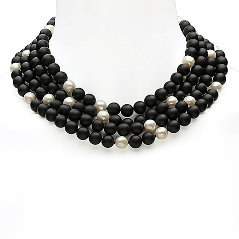 Pearl, Black Onyx and Agate Necklace