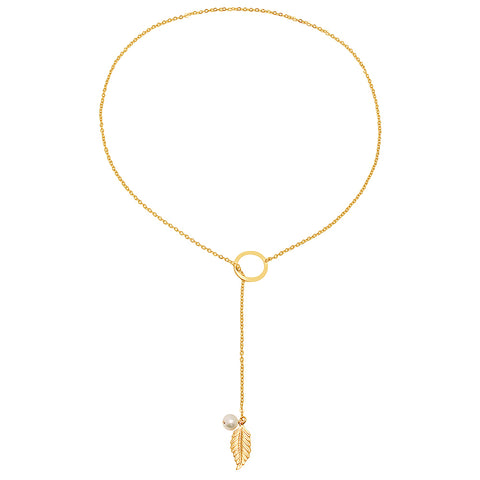 Flirty Single Pearl Lariat Necklace