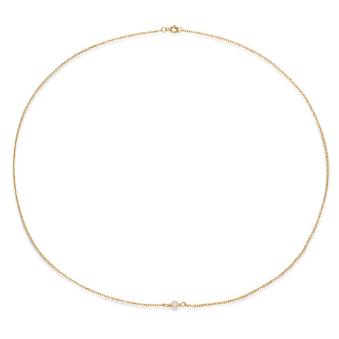 Small Rectangle Link Lariat Pearl Necklace