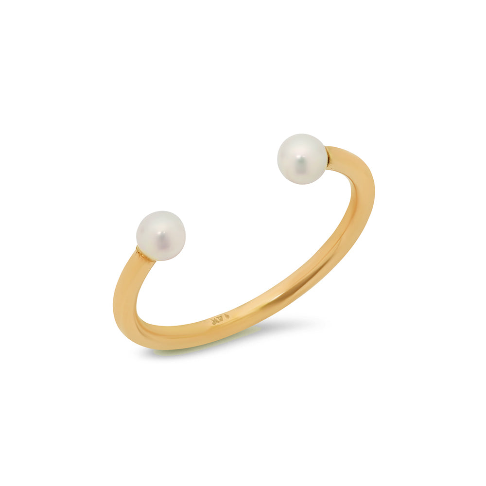 Double Pearl Wire Cuff Ring - VictoriaSix.com