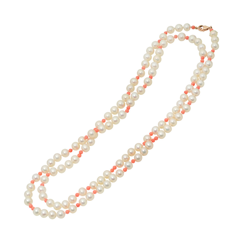 Pearl and Coral Bead Necklace
