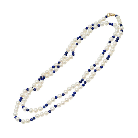 White Pearl and Gold Bead Necklace