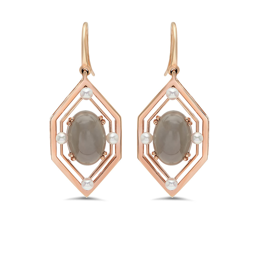 Pearl and Moonstone Art Deco Earrings