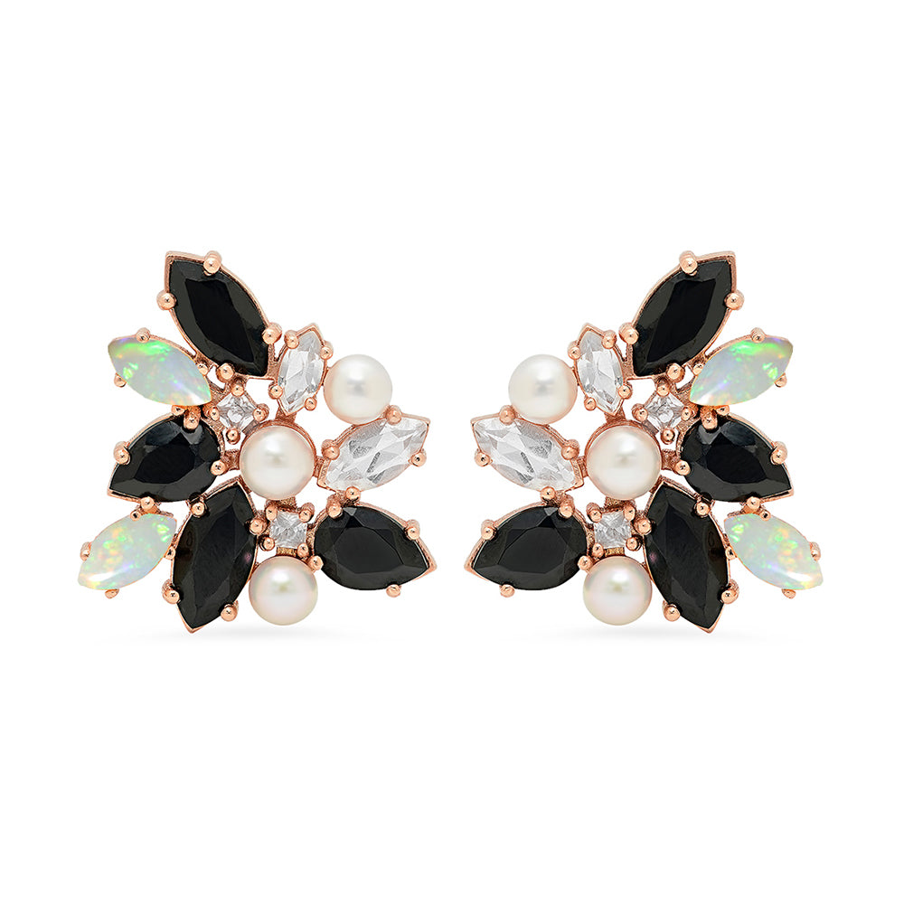Black Onyx and Pearl Art Deco Earrings