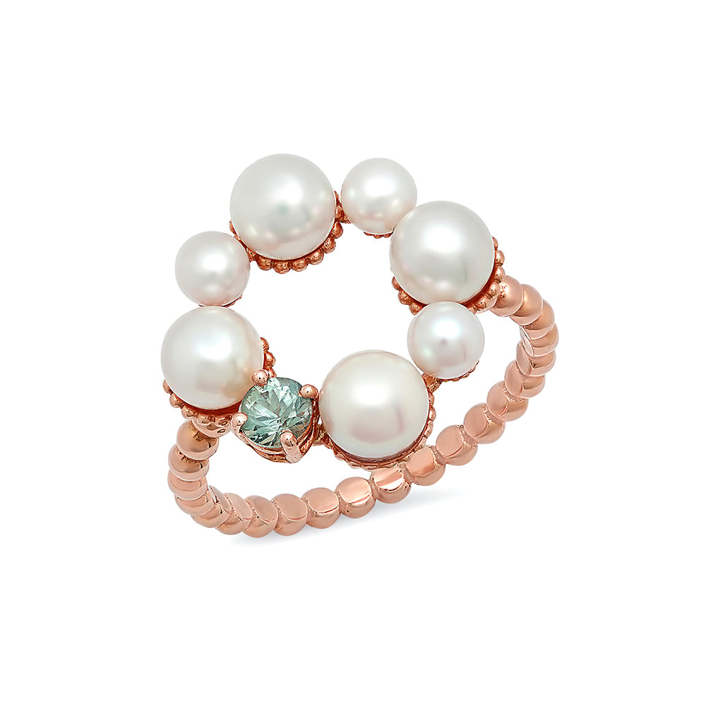 Pearl and Sapphire Flower Ring