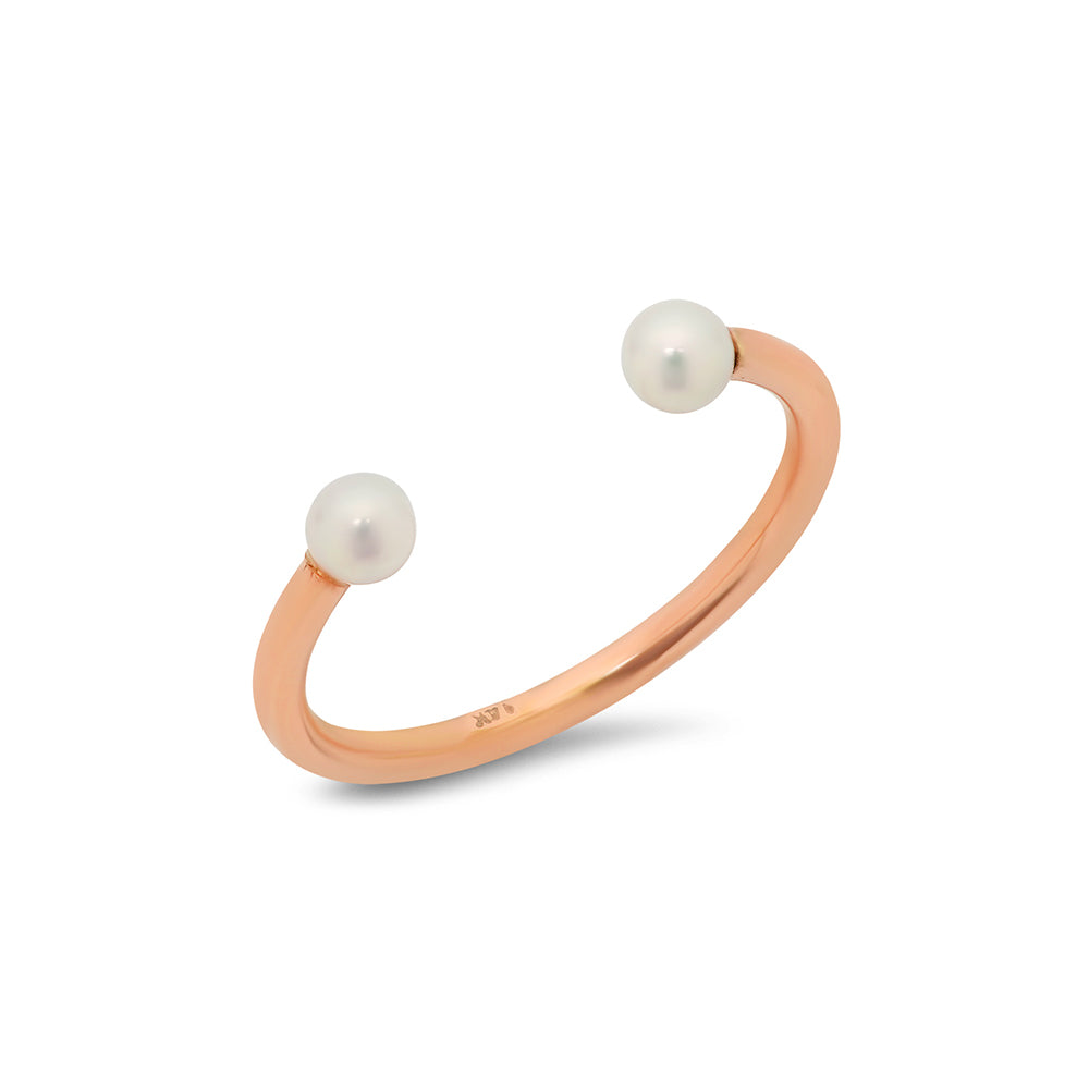 Double Pearl Wire Cuff Ring