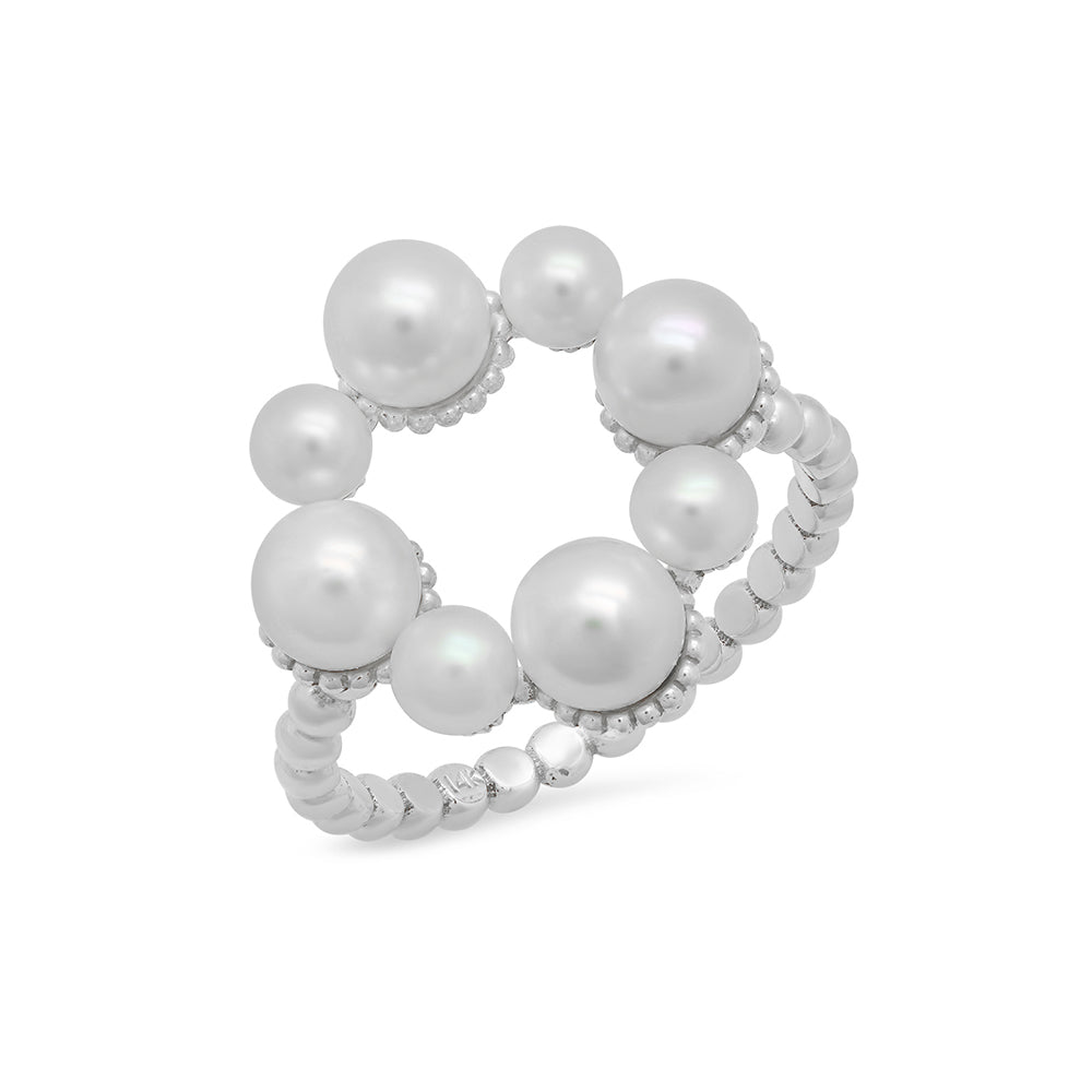 Pearl and Gold Flower Ring - VictoriaSix.com