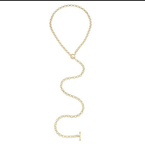 Small rectangular link lariat necklace