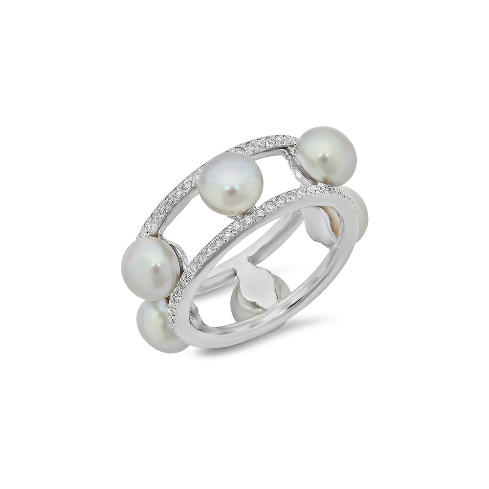 Diamond and Freshwater Pearl Ring