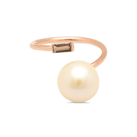 Pearl and Peridot Twist Cuff Ring