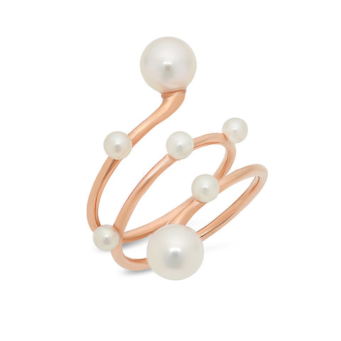 Double Pearl Wire Cuff Ring