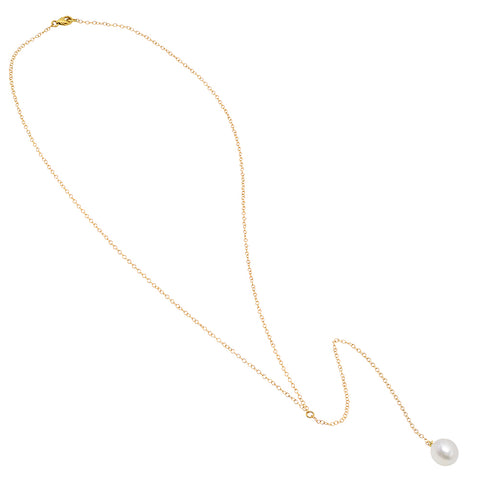 Flirty Single Pearl Lariat Necklace