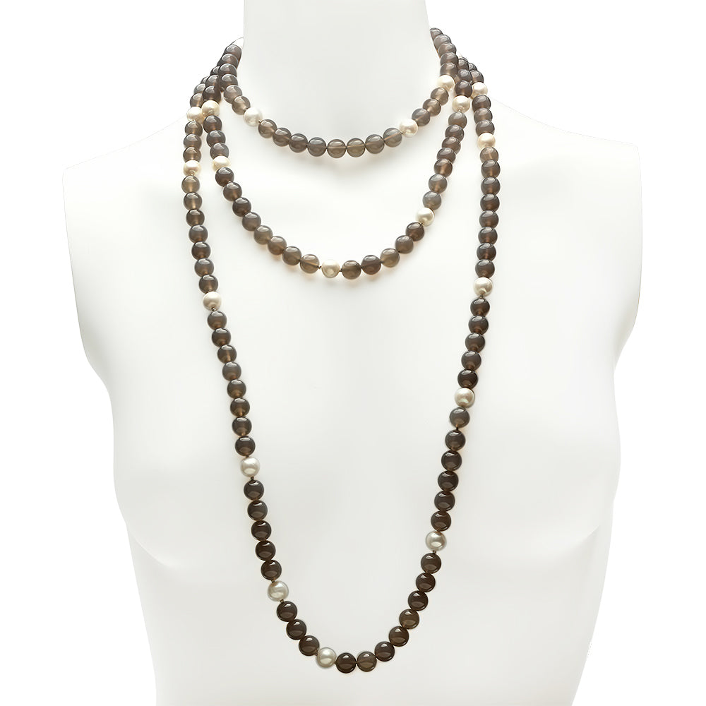Grey Agate and Freshwater Pearl Necklace - VictoriaSix.com