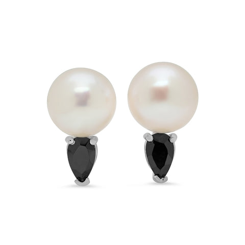 Black Diamond and Pearl Earrings