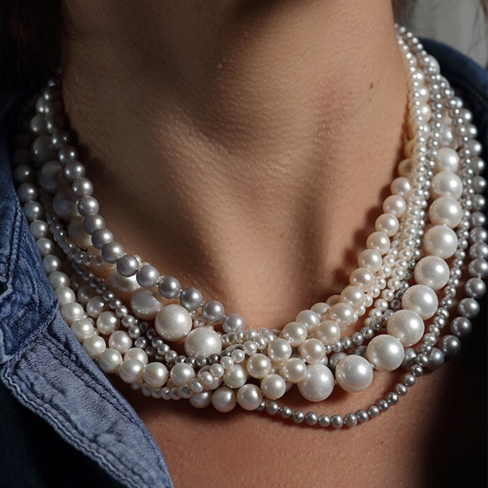 7-8 mm Freshwater Knotted Pearl Necklace White PEARL115 – Yangtze Store