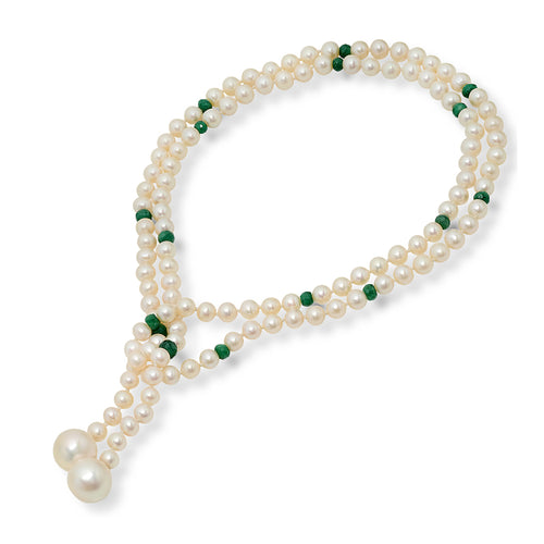 Pearl and Emerald Bead Necklace - VictoriaSix.com