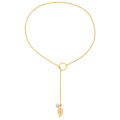 Feather and Pearl Lariat Necklace - VictoriaSix.com