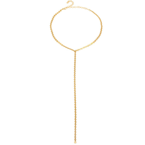 Flat Pearl Lariat Necklace