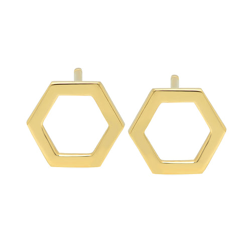 Gold Hexagon Stud Earrings - VictoriaSix.com