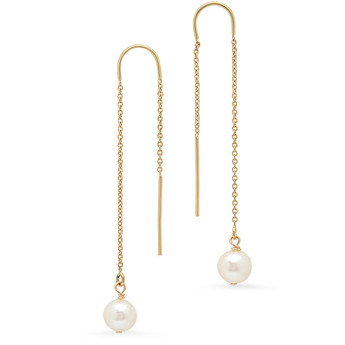Threader Pearl Earrings - VictoriaSix.com