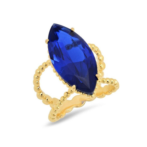 Royal Blue Marquis Cocktail Ring - VictoriaSix.com