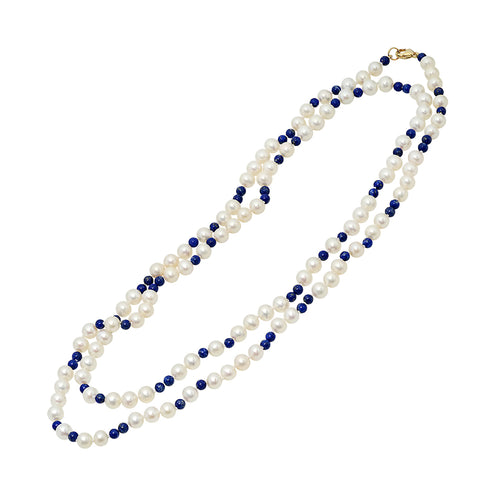 Pearl and Lapis Necklace - VictoriaSix.com