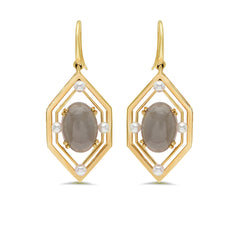 Pearl and Moonstone Art Deco Earrings - VictoriaSix.com