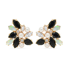 Black Onyx and Pearl Art Deco Earrings - VictoriaSix.com