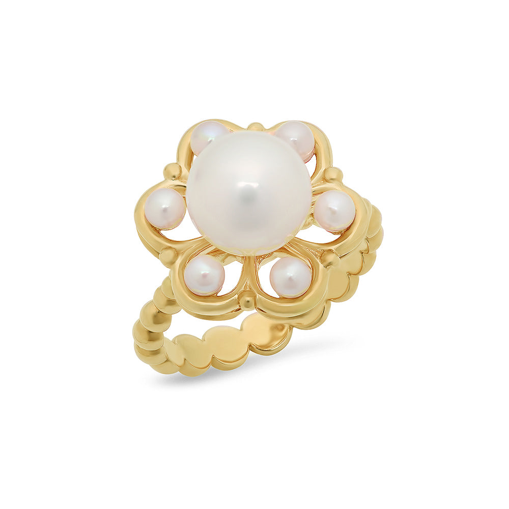 Multi-Pearl Flower Bead Ring - VictoriaSix.com