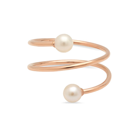 Pearl and Peridot Twist Cuff Ring