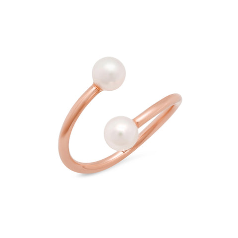 Double Pearl Wire Cuff Ring