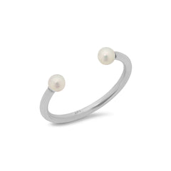 Double Pearl Wire Cuff Ring - VictoriaSix.com