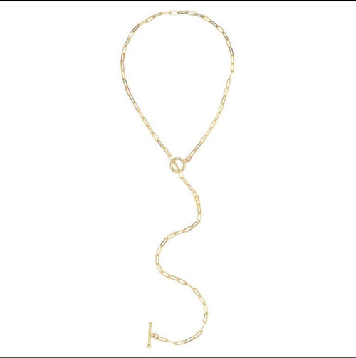 Small rectangular link lariat necklace - VictoriaSix.com