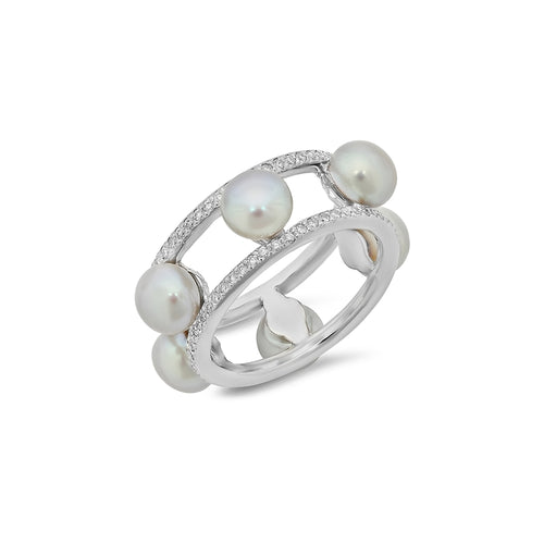 Diamond and Freshwater Pearl Ring - VictoriaSix.com