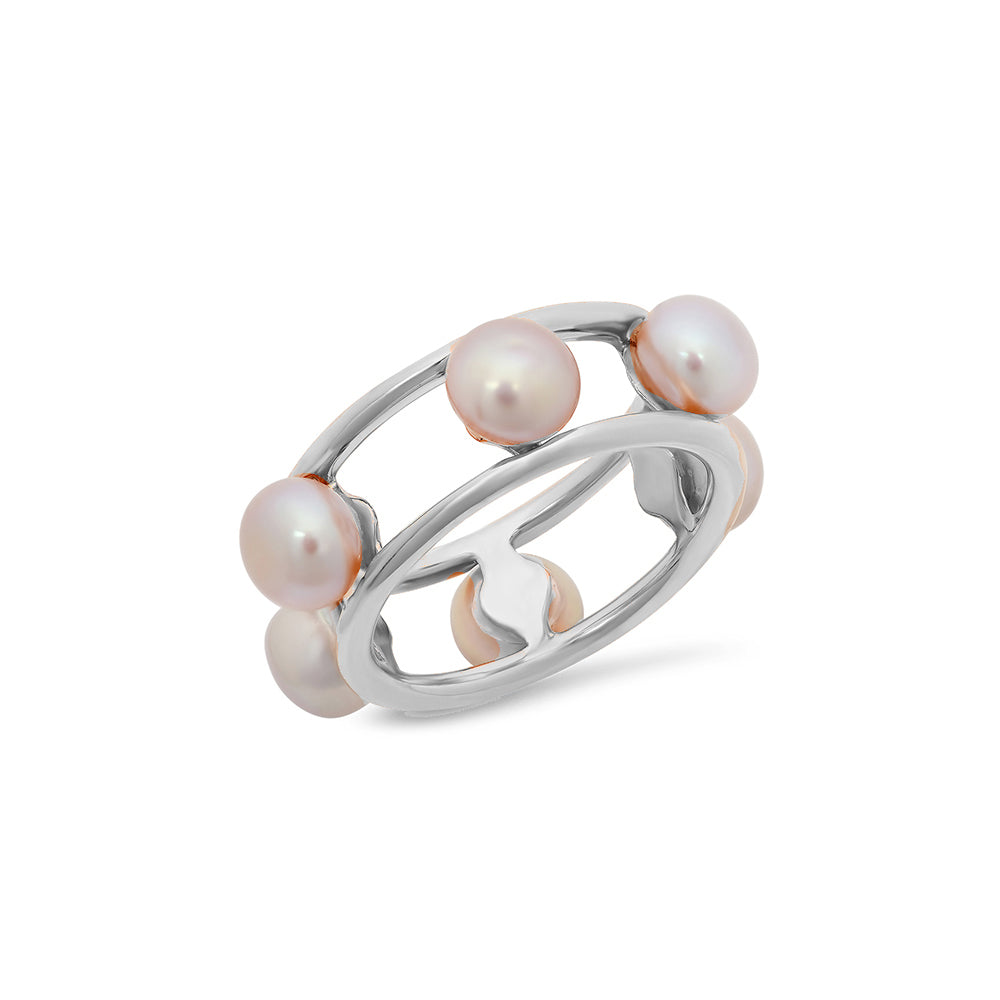 Elegant Romantic Blush Pink Mabe South Sea Pearl in Sterling Silver with  Sterling Silver Decorative Ring Band - Gilded Bug Jewelry